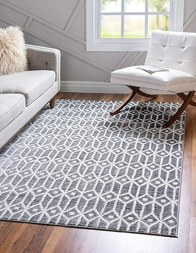 Miniatura 5 de Unique Loom Matrix Trellis Collection Alfombra de área, diamantes (alfombra de pasillo de 2 pies 11 pulgadas x 19 pies 8 pulgadas, grismarfil)