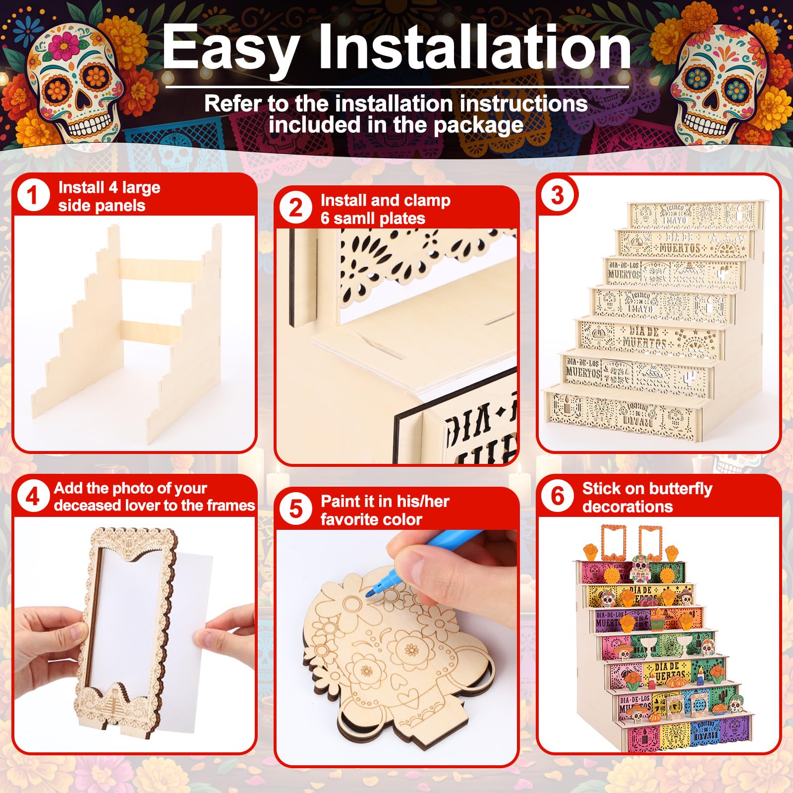 Yalikop 109 pezzi Dia De Los Muertos Kit di decorazione 40 x 67 x 70 cm