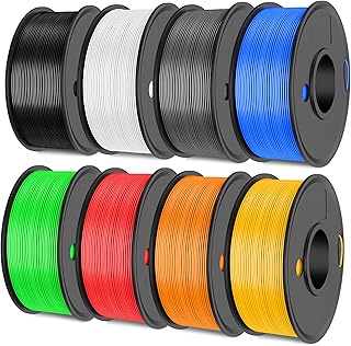 SUNLU 3D Printer Filament Bundle, SUNLU PLA Plus Filament 1.75mm, Neatly Wound PLA+ Filament 2kg, 8 Colors, 0.25kg Spool, 8 Packs, Black+White+Grey+Blue+Green+Red+Orange+PureYellow