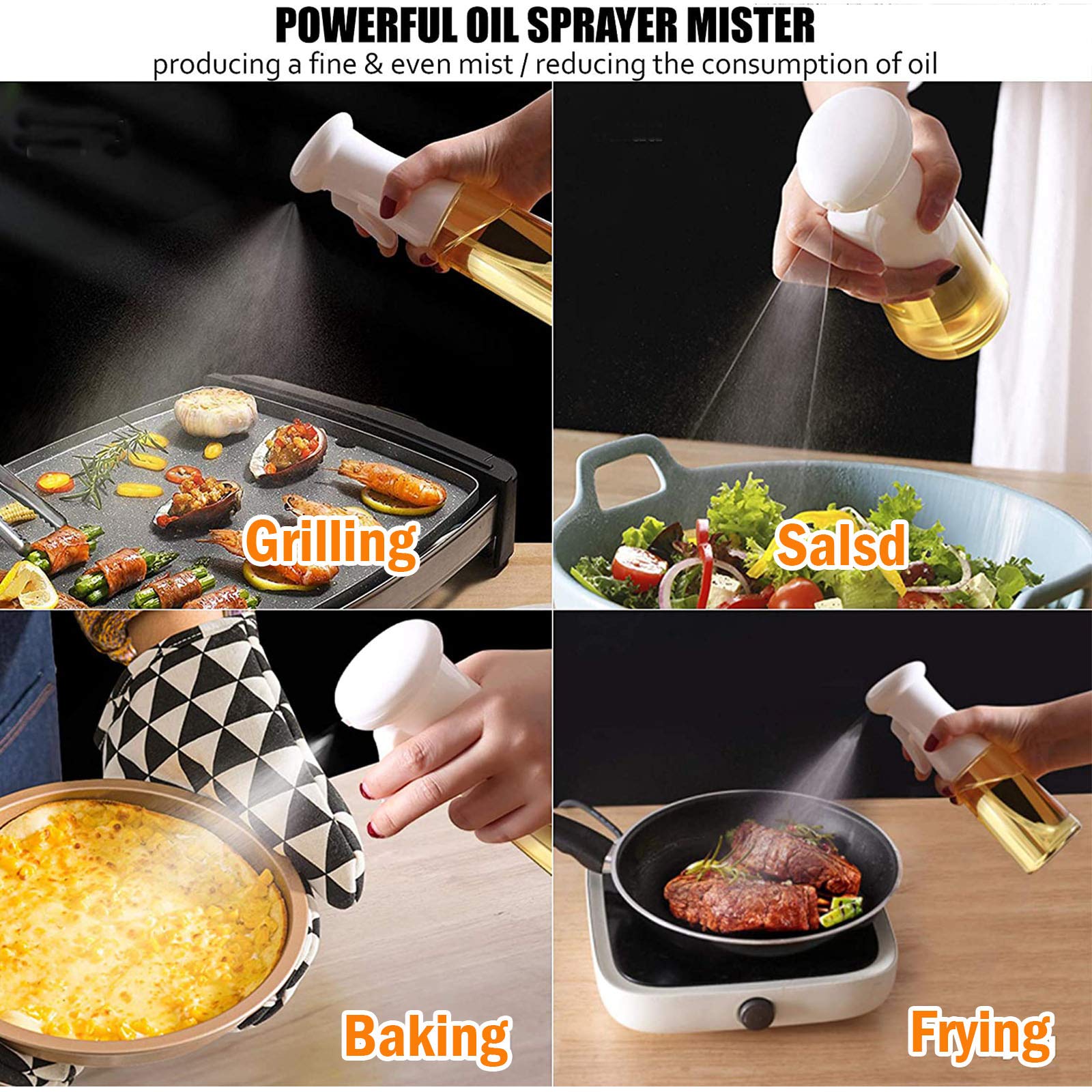 Vaporisateur D'huile, Pulvérisateur D'huile D'olive 200 Ml Avec Distributeur En Acier Inoxydable étanche,bouteille D'huile En Verre - Maison