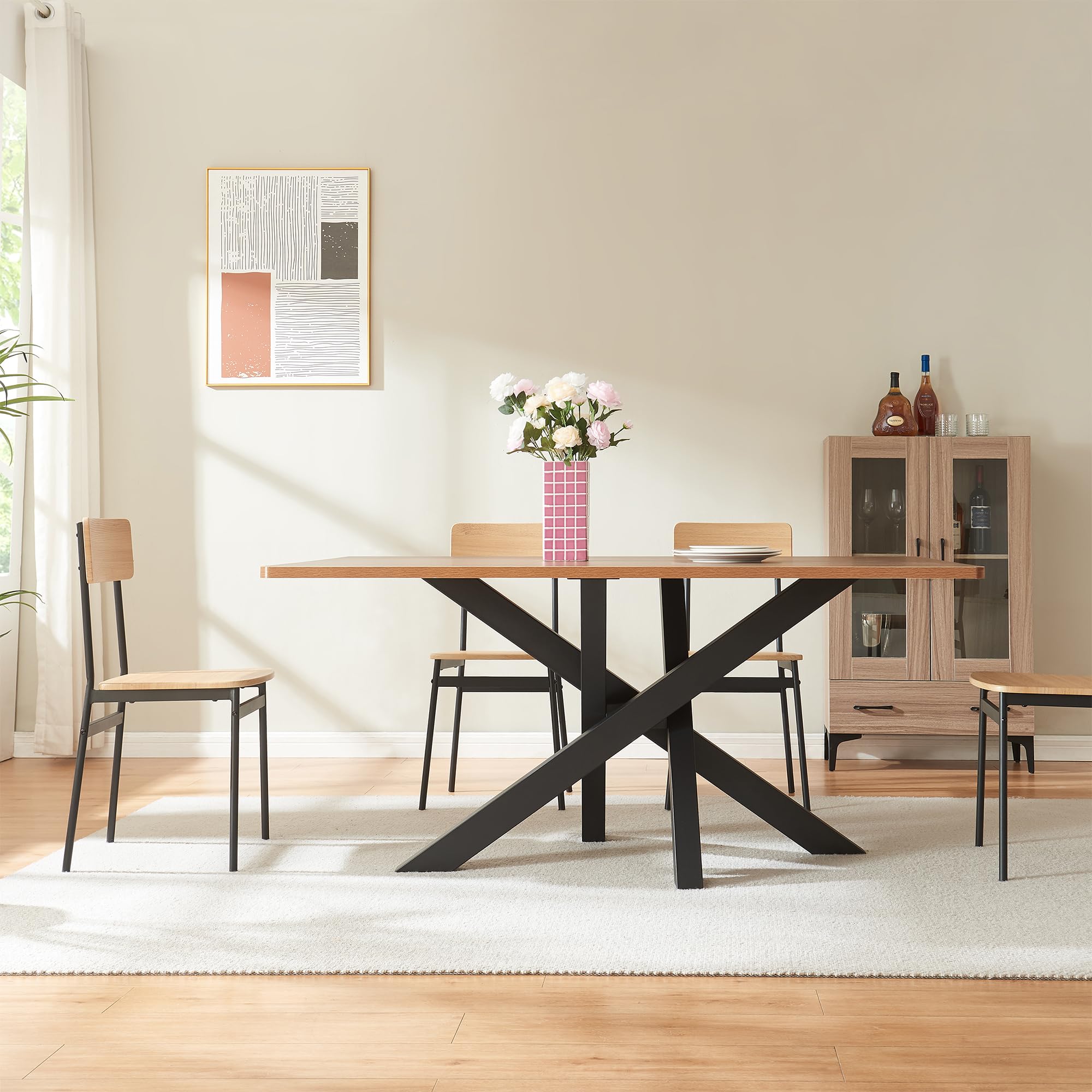 [en.casa] Pata para Mesa de Comedor Umala DIY en Forma de Estrella Tipo Araña Patas para Muebles Armazón Acero 115 x 65 x 72 cm - Negro