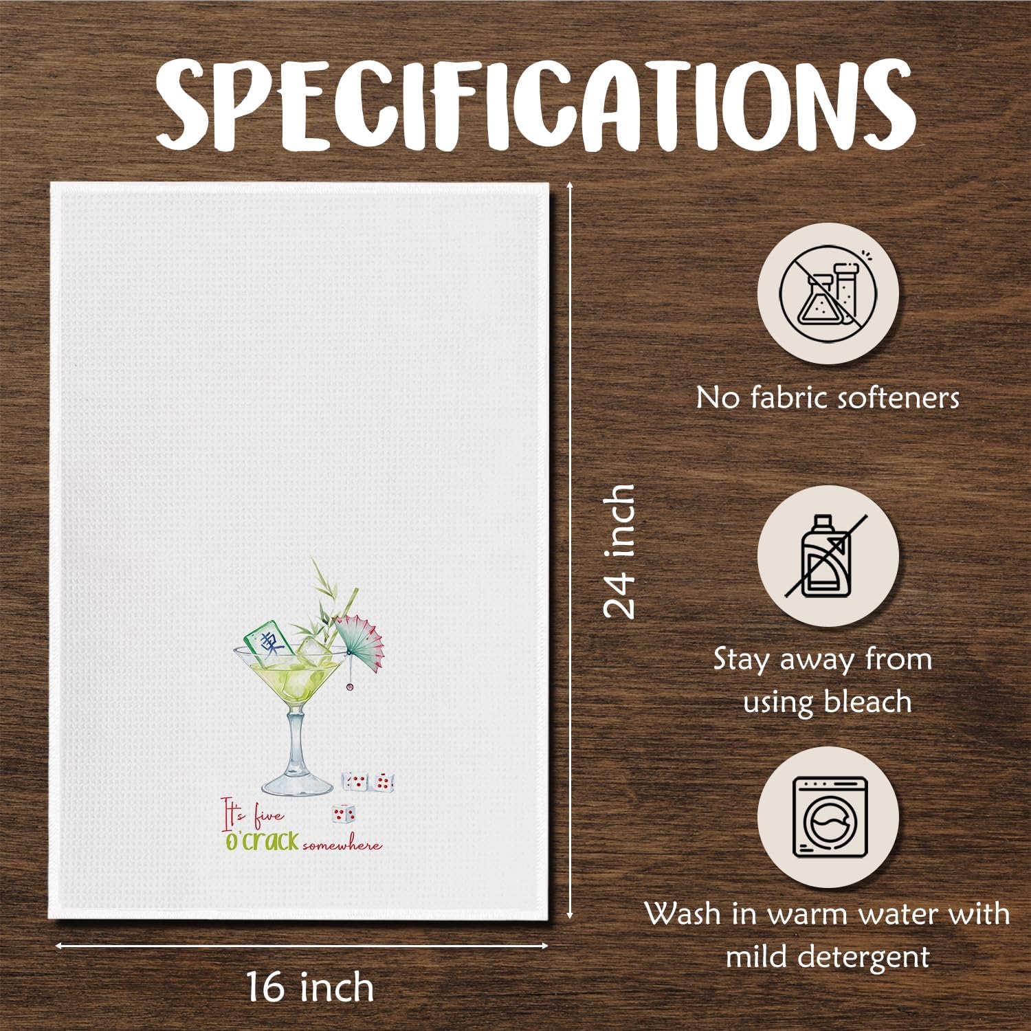 Funny Mahjong Cocktail Gifts Kitchen Dish Towels for Women Girls Mahjong Lovers, Mah jongg Cocktail Party Hand Tea Towels for Bar Kitchen Bathroom Decor,16x24 Inches - Image 7