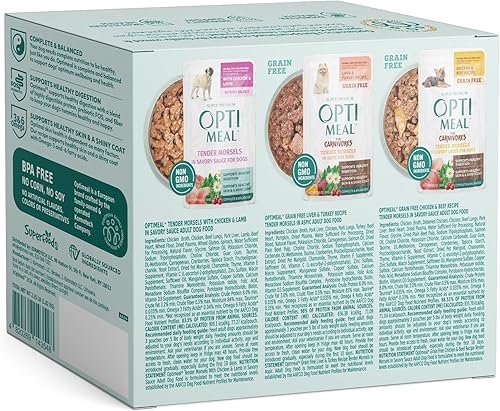 Miniatura 2 de Optimeal Paquete variado de alimentos húmedos para perros de razas pequeñas, receta sin granos, bocados tiernos con alto contenido de proteínas en
