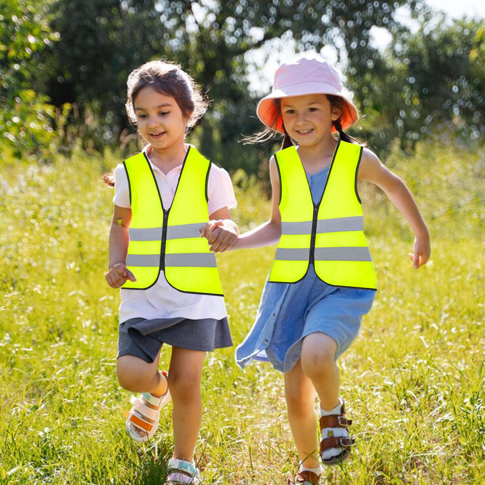 XUNZOO Kids Safety Vest High Visibility Reflective Vest Construction Worker Traffic Vest With Strips A Fluorescent Yellow Xl - View #4