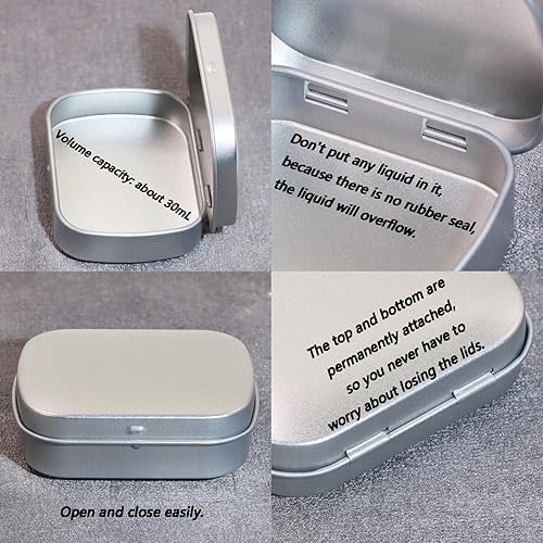 Miniatura 3 de Mini Skater Caja rectangular de metal plateado con bisagras de 2.3 x 1.7 x 0.59 pulgadas, portátil, para el hogar, cocina, contenedor de