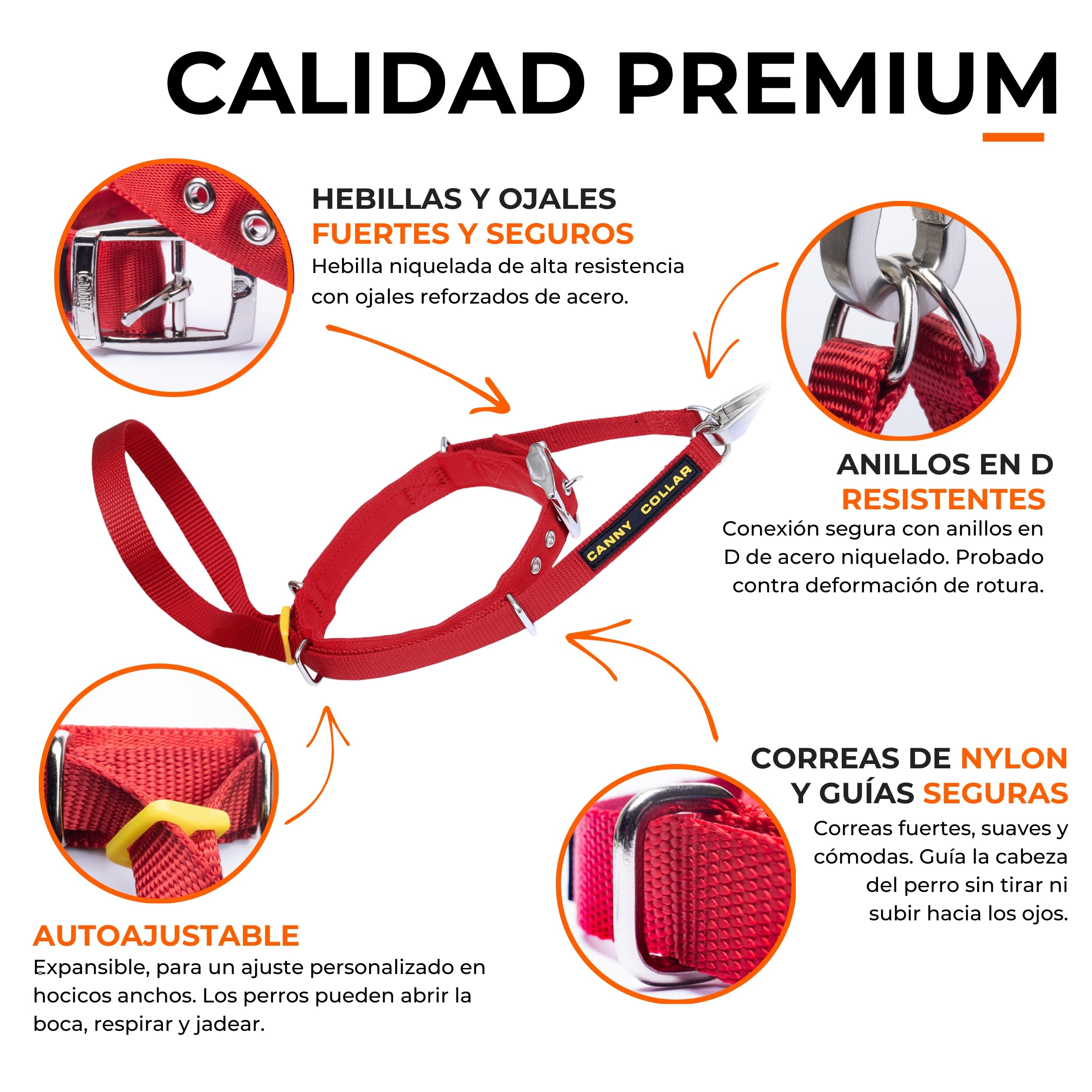 Canny Collar – Collar Antitirones de Cabeza para Perros Que Tiran | Arnés de Entrenamiento Suave y Seguro | Paseos Tranquilos sin Tirones – Azul, Talla 5