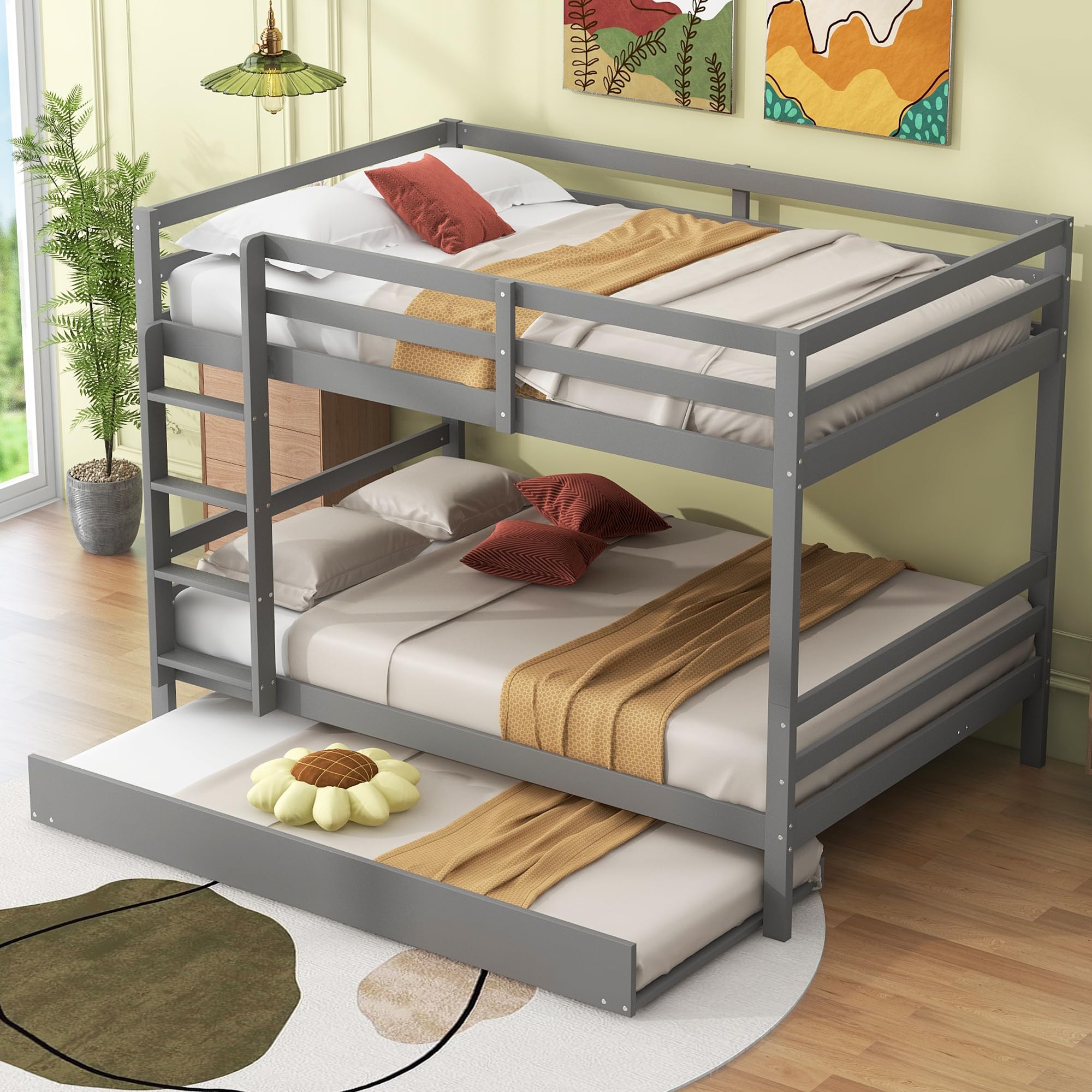 Letto a castello 140x200 cm - con letto estraibile - Barriere alte - bianco (materasso non incluso