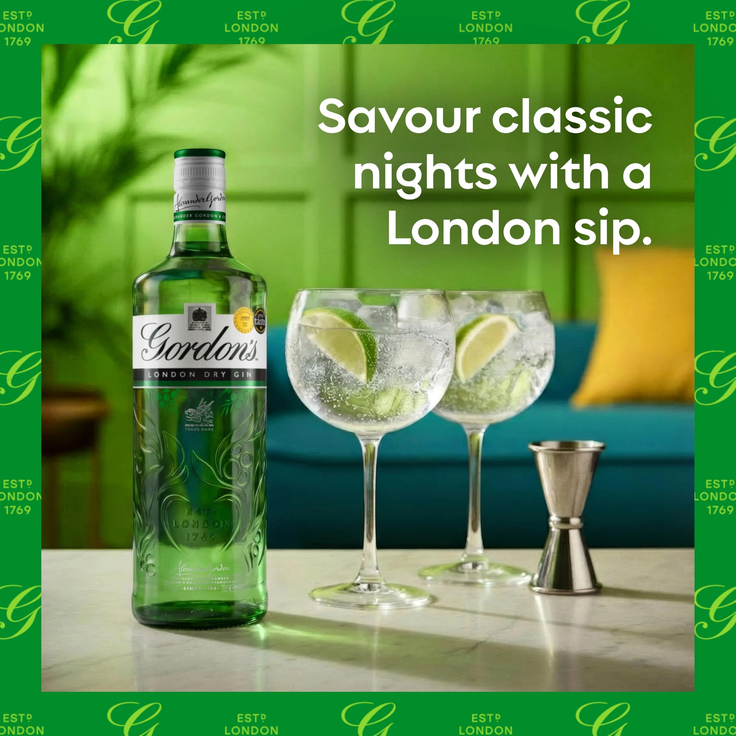 Gordon’s Special Dry London Gin | 37.5% vol | 1L | Award-Winning | Triple-Distilled London Dry Gin | Clean Juniper-Dominant Taste | Handpicked Gin Botanicals - 2