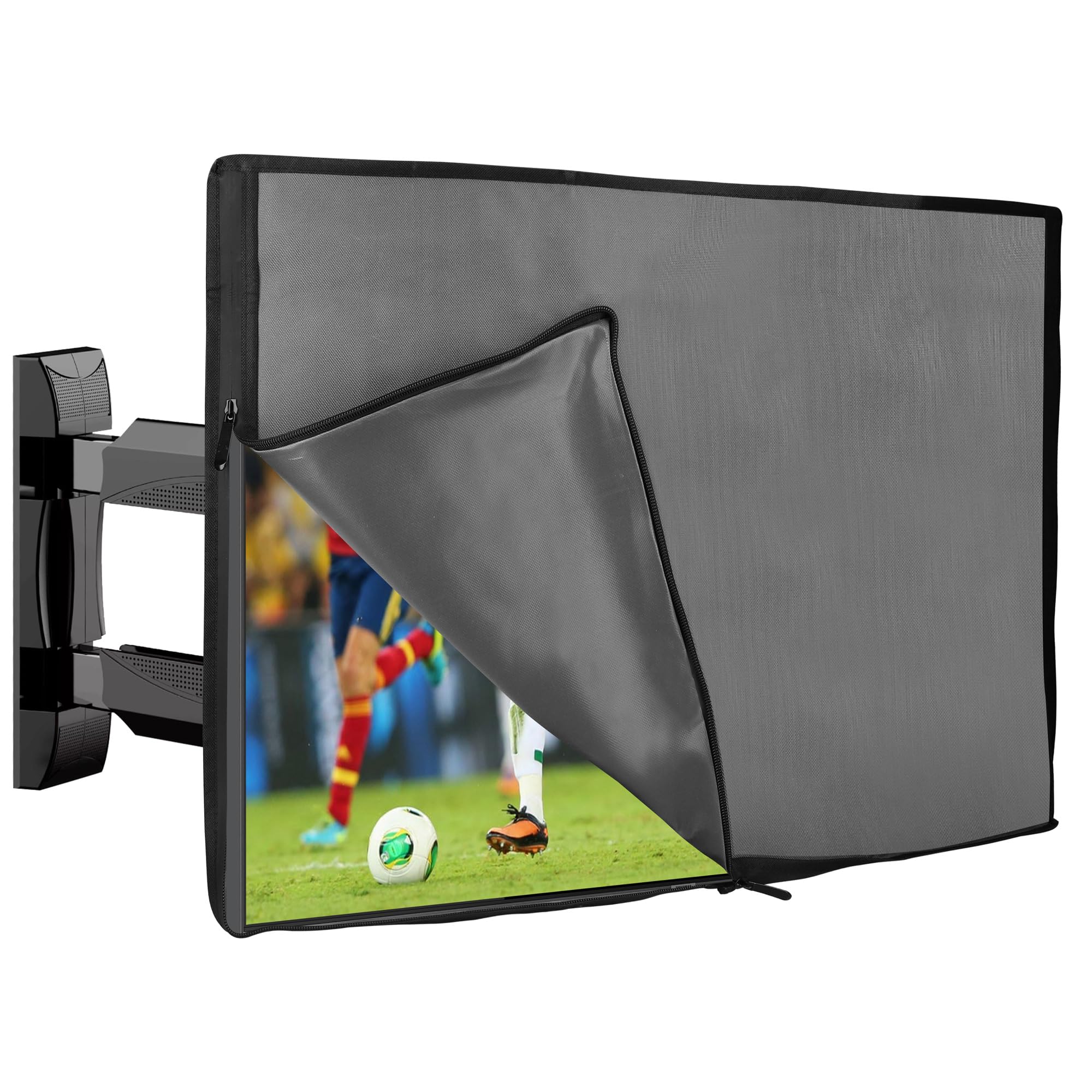 kwmobile 49-50" TV Abdeckung Outdoor mit Reißverschluss - Outdoor Fernsehabdeckung - Fernseher Hülle Bildschirmschutz - TV Schutzhülle wetterfest - Dunkelgrau