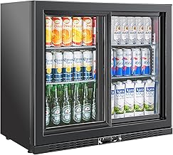 Back Bar Cooler with 2 Glass Sliding Doors 7.4 Cu.ft. ETL Commercial Beverage Refrigerator Black Drink Fridges for Beer, Wine,Soda, Drinks