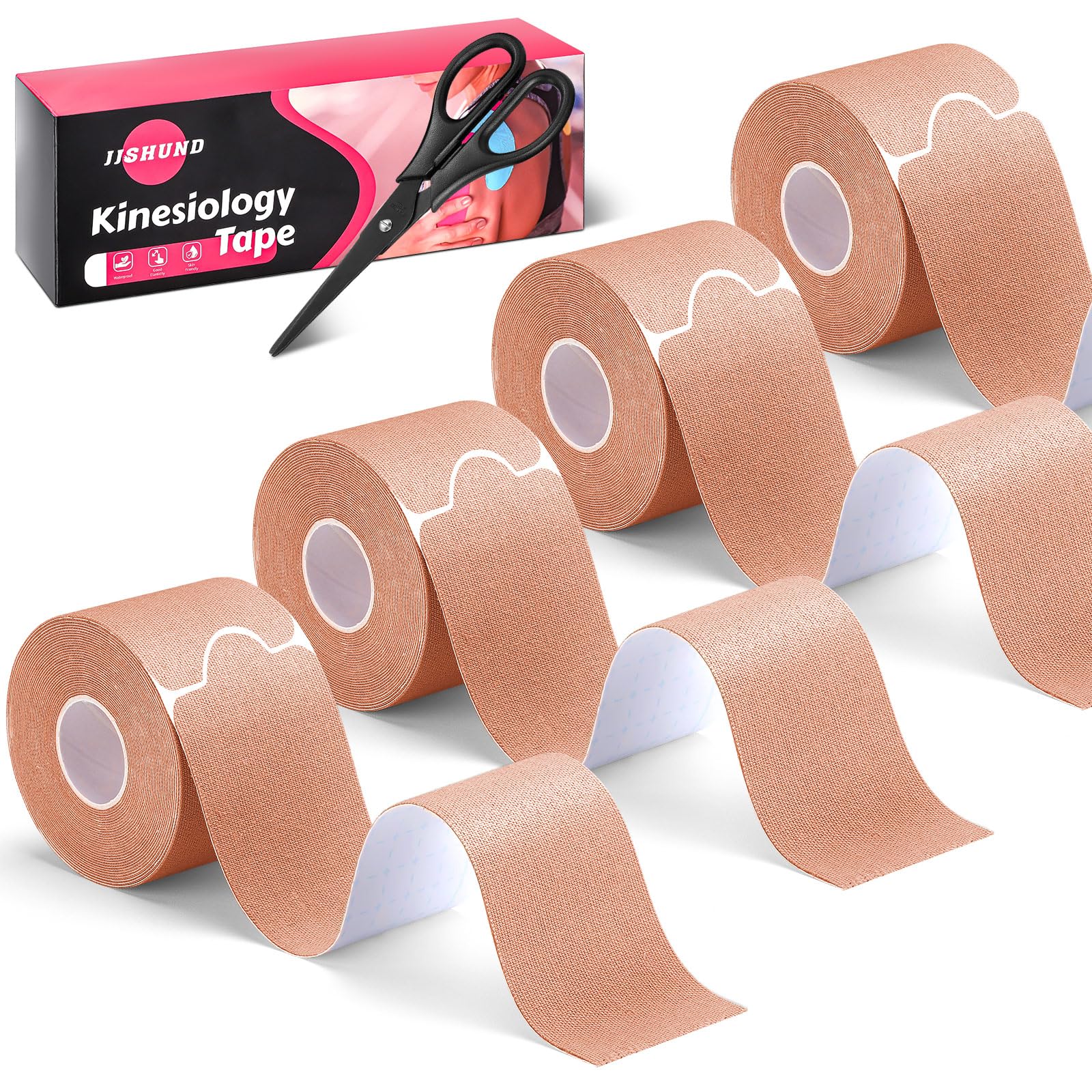 80 Strips Kinesiology Tape 4 Rolls Precut Athletic Tape Elastic Waterproof Sports Tape 2 Inch x 16 Feet