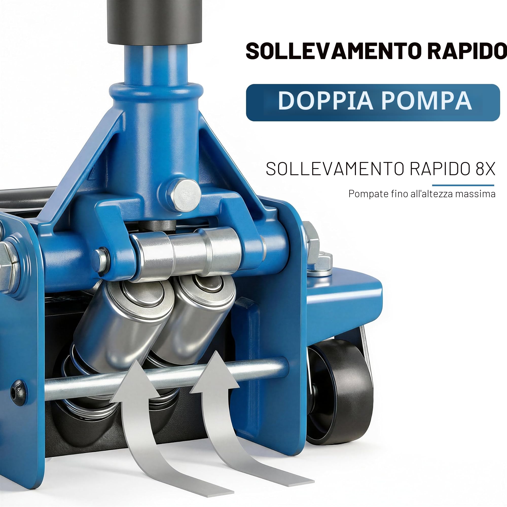 Cric Idraulico per Auto PLN-01 3T 75mm 505mm Doppia Pompa Officine Garage