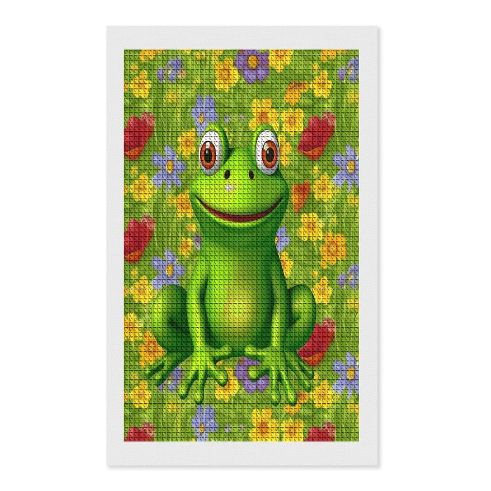 FodPand Frog Diamond Painting Kit for Beginner Fun 5D DIY Crafts for Adults Diamond Art Kits Square Diamond Art Canvas Painting Gem Art Crafts for Home Wall Decor 12"x20"