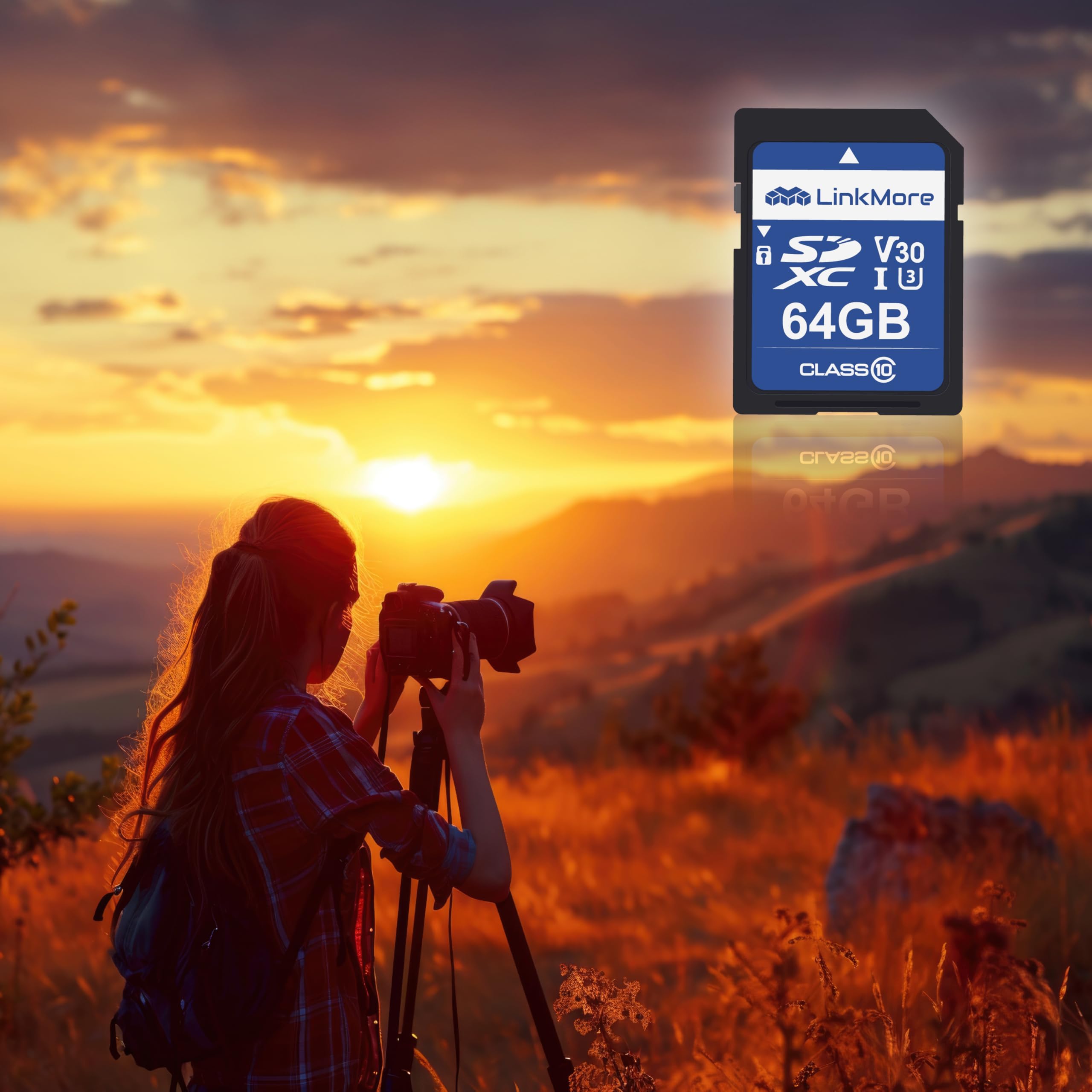 Scheda SD 64GB UHS-I U3 V30 - Classe 10, Velocit&agrave; Lettura 100MB/s, Scrittura 50MB/s Per Fotocamere E Video 4K