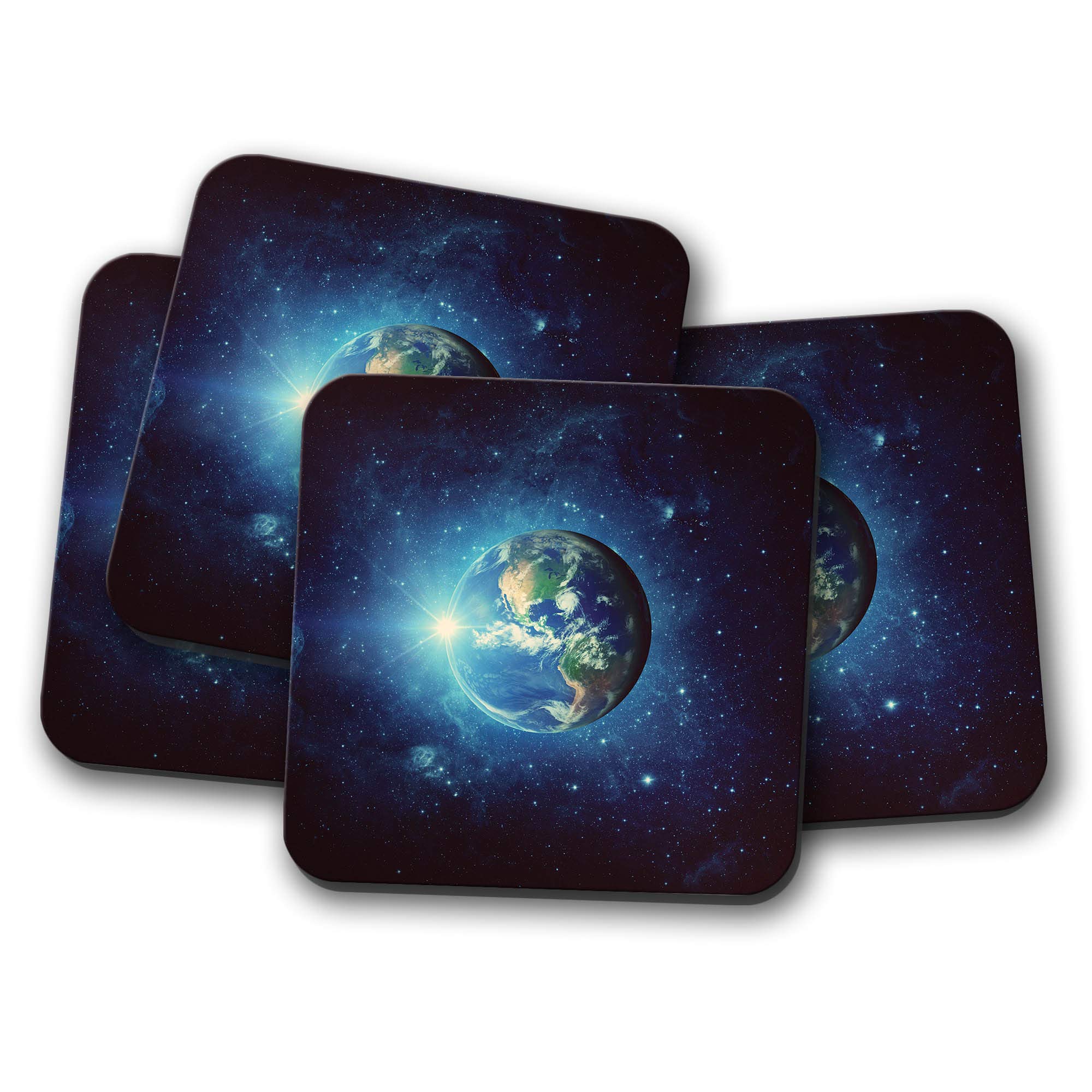 Destinationvinyl Multicolor 4 Set - Interstellar Earth Coaster - Space Sci-Fi Planet #8544