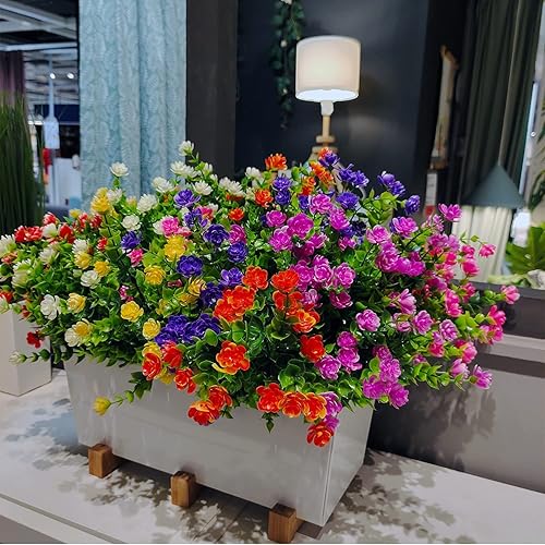 Miniatura 5 de 21 paquetes de plantas artificiales para exteriores, resistentes a los rayos UV, arbustos sintéticos, flores artificiales de plástico, plantas