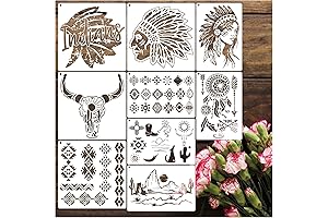 Aztec Stencils _ 11 Pack Western Stencils For Painting On Wood, Desert Tribal Art Patterns