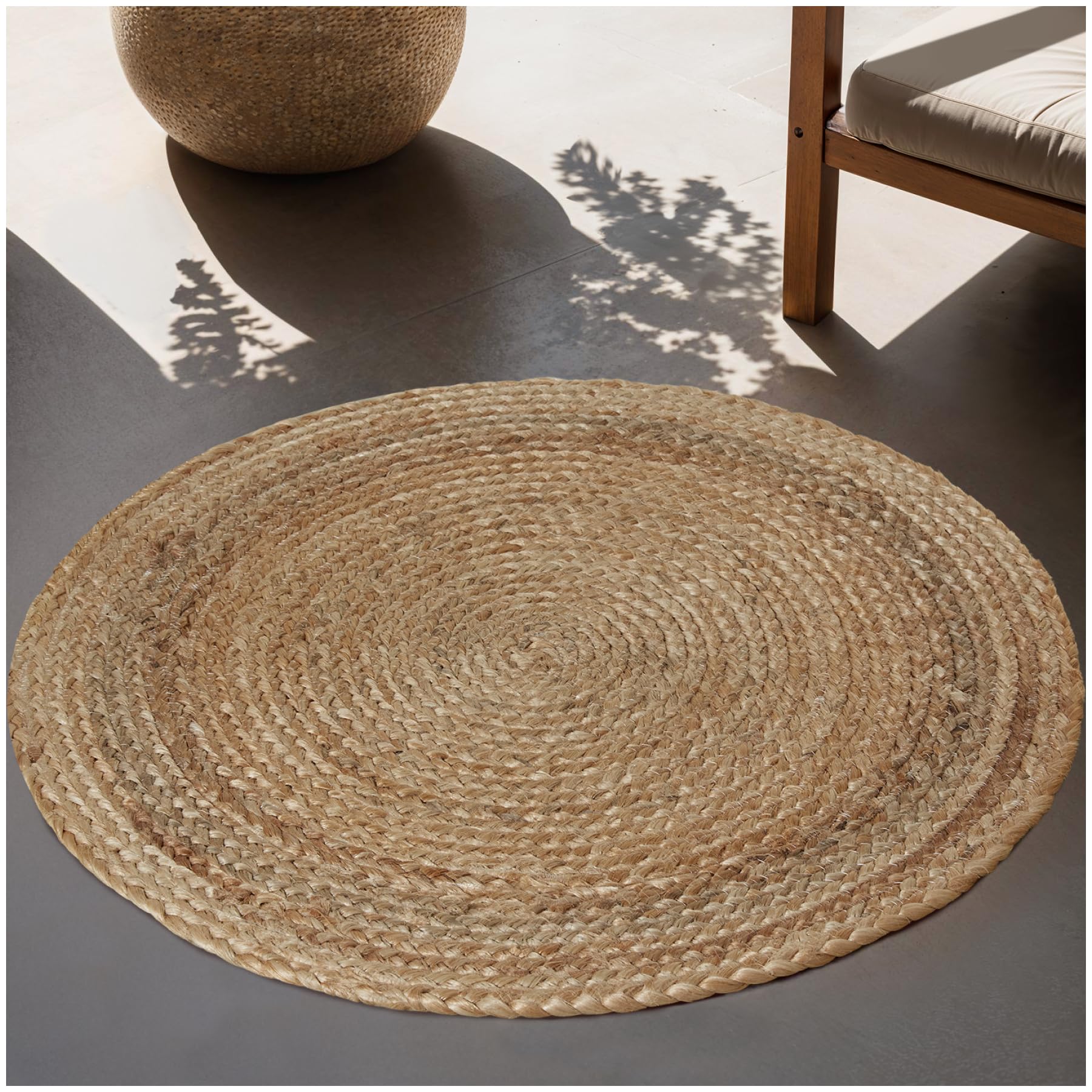 TecTake® Alfombra Trenzada Estilo Boho para Interior y Exterior, Alfombra Yute, Alfombra Salon, Alfombra habitacion, alfombras Salon Grandes, Decoracion Salon - Yute Hecho a Mano Ø 60 cm