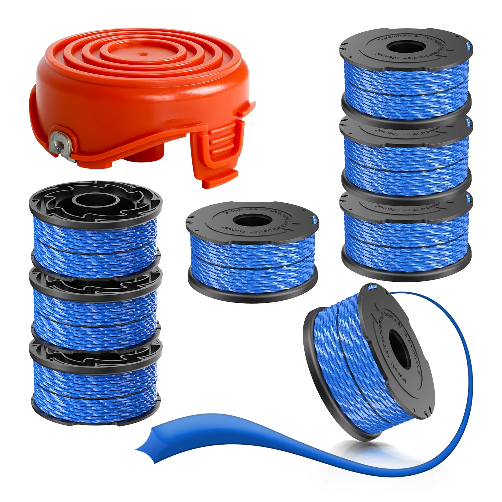 String Trimmer Spool Line for Black and Decker A6441 with A6442-XJ Caps, Compatible with GL315, GL337, GL350, GL650, GL651, GL652, GL653, GL655, GL656, GL660, GL670, GL680, GL5530 (Spool *8+caps*1)