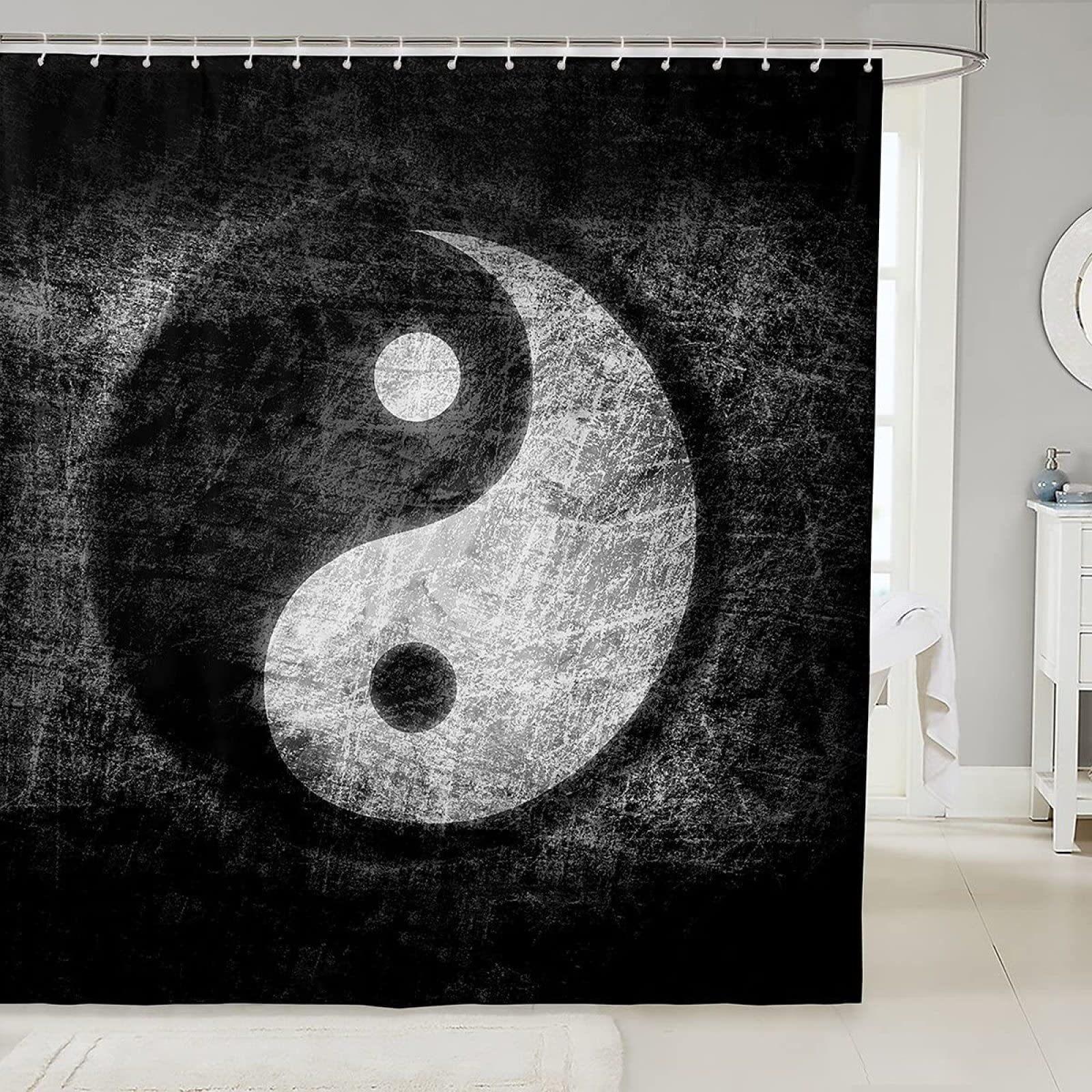 Douchegordijn Yin & Yang 180 x 200 cm, schimmelvrij, 3D, Chinees