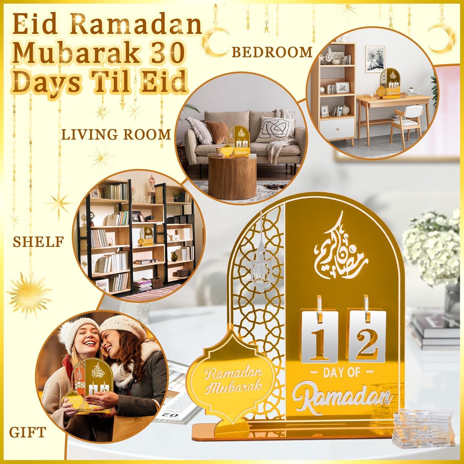 DIYEAH Calendrier de L'avent en Bois pour L'aïd 30 Jours avec Tiroirs, Décoration Islamique de DIYEAH Calendrier de L'avent en Bois pour L'aïd 30 Jours avec Tiroirs, Décoration Islamique de