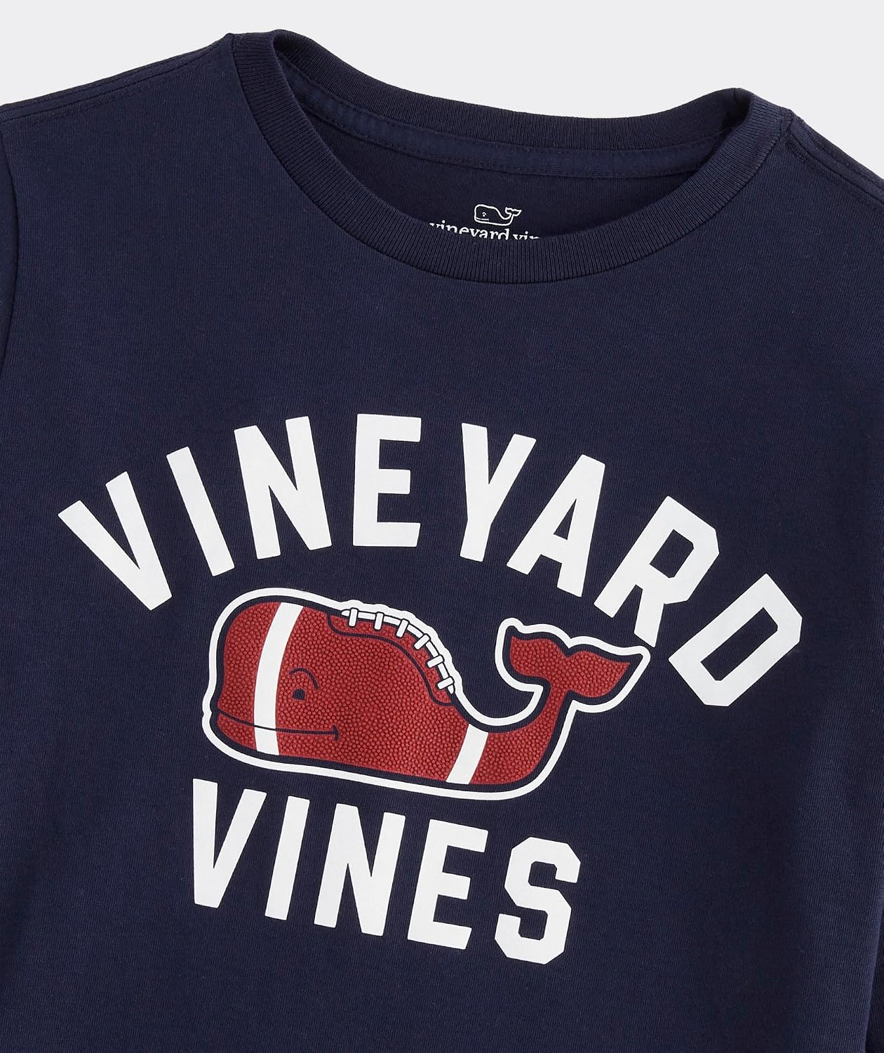 Vineyard Vines Boys' Boys' Textured Football Character Whale Long-Sleeve Tee