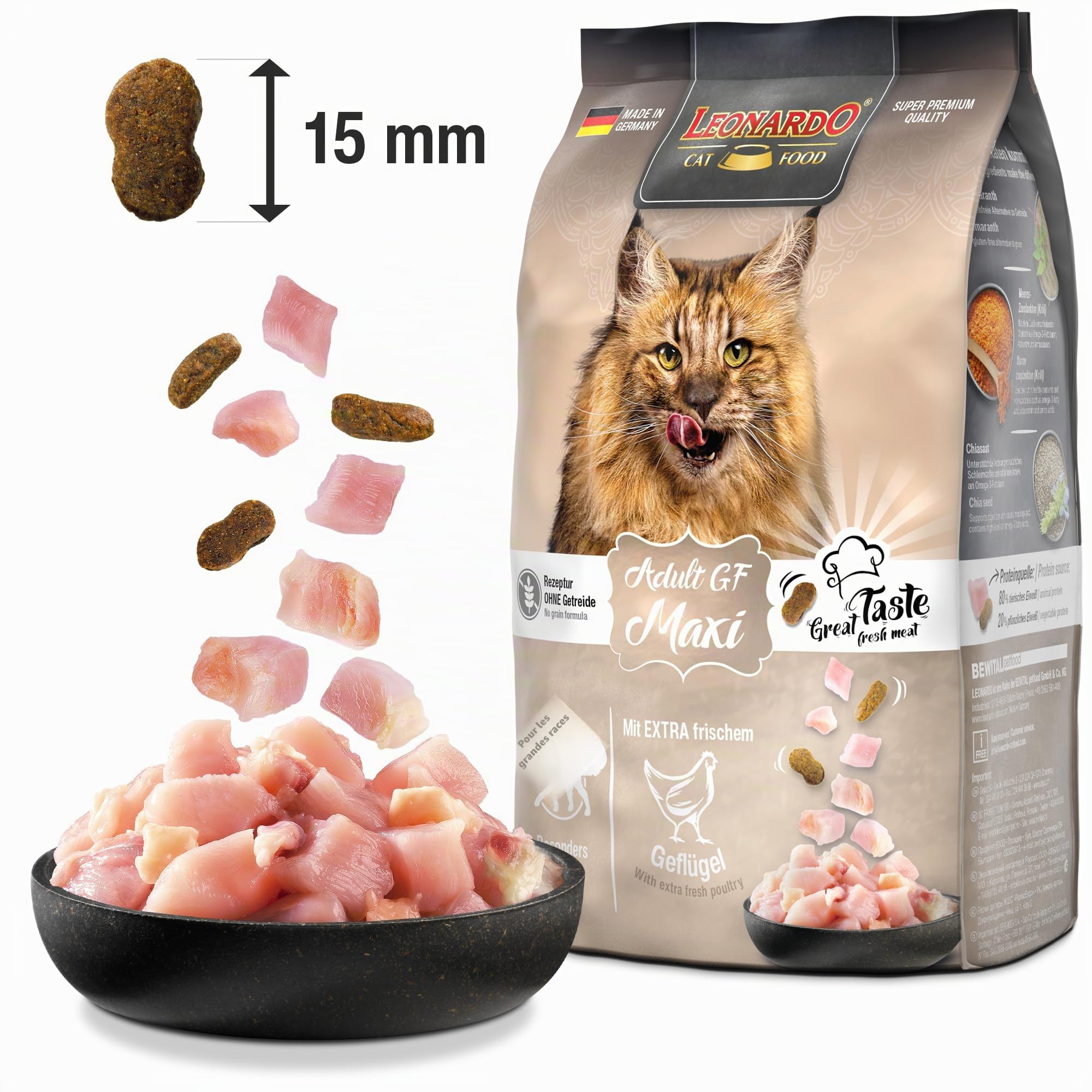 LEONARDO Felin Adulte - Pure Volaille – 7,5 kg, Croquettes Sans Céréales pour Chats Adultes de Grande Taille