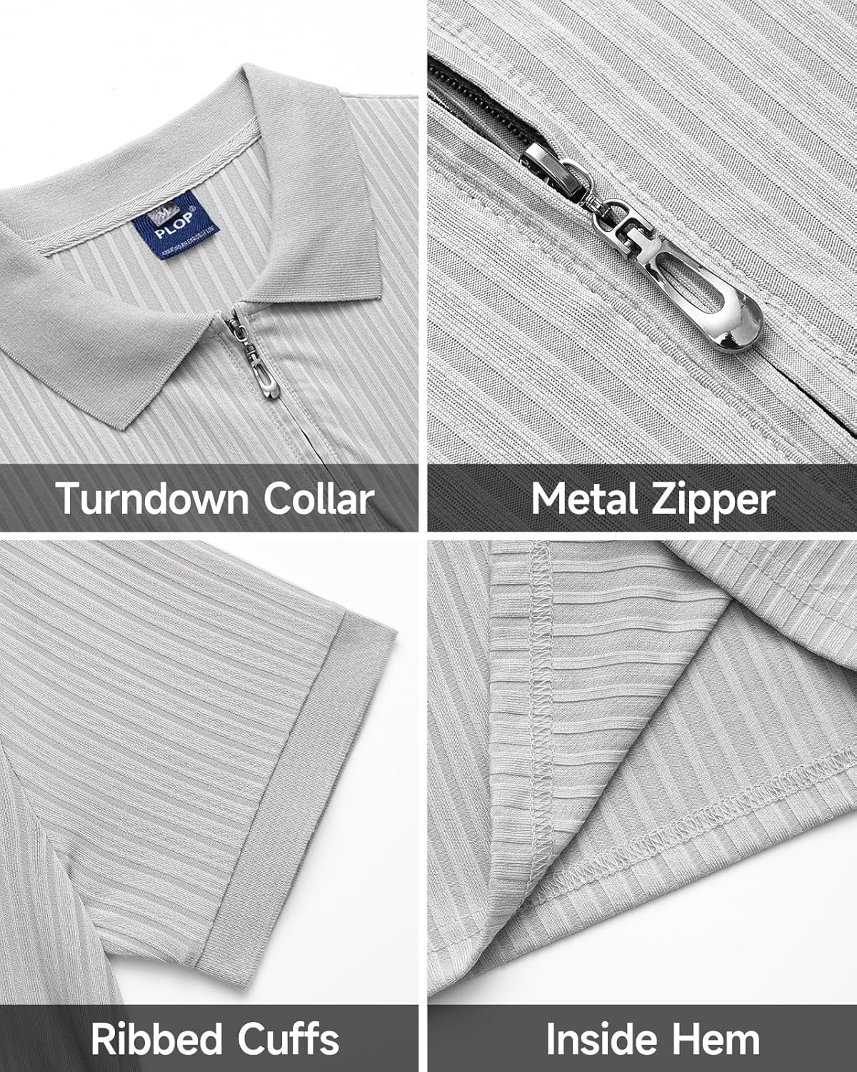 Muscle Polo Shirts for Men Slim Fit Textured Knit Polo Shirts Short Sleeve Mens Collared Shirts Casual Stylish - Image 5