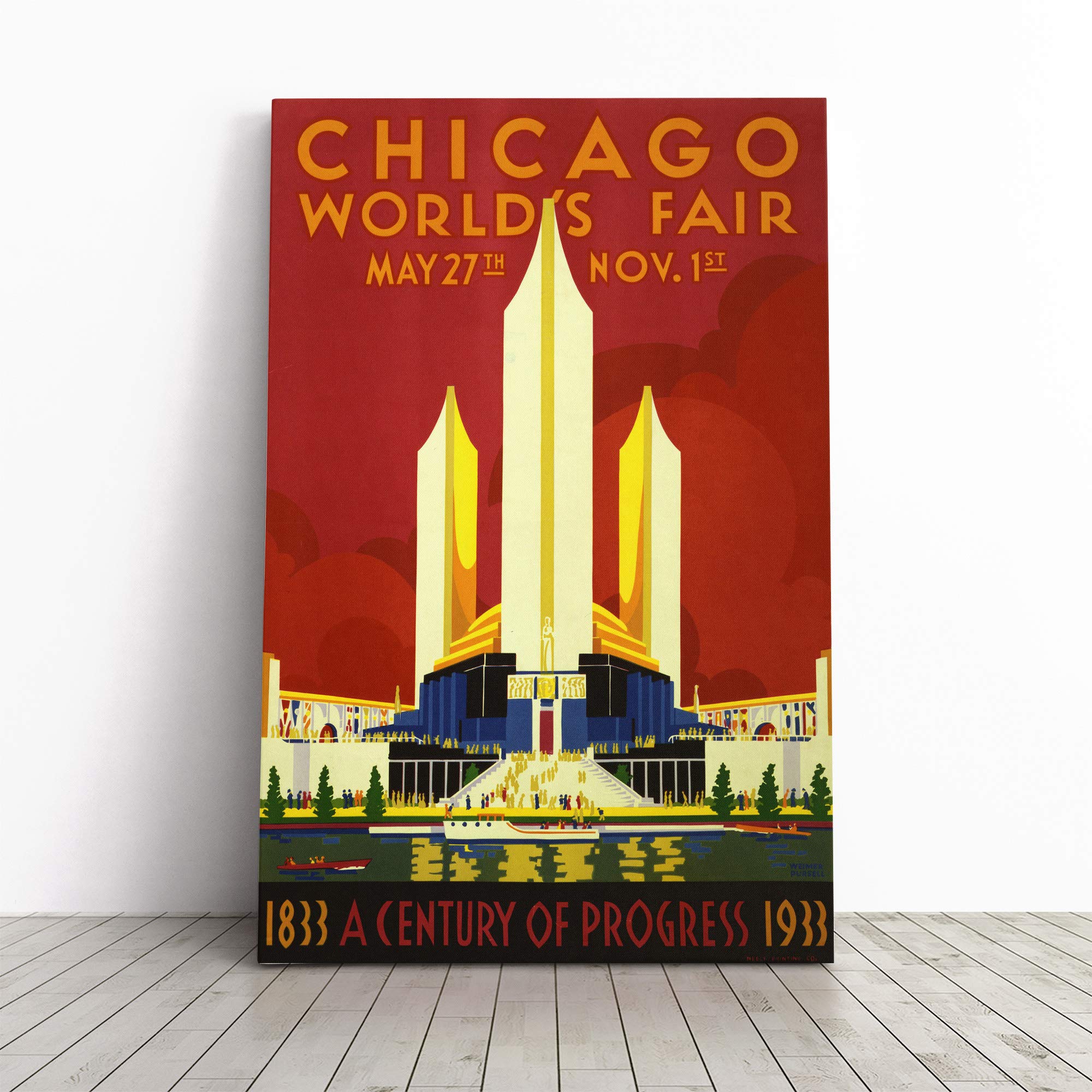 Chicago World Fair Canvas Print | Gallery Wrapped 30mm Frame Wall Art | 30x20 inches | Ready to Hang | Modern Picture | Living Room Bedroom Lounge Office