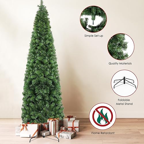 Miniatura 6 de Qukadark Árbol de Navidad artificial de abeto verde de 6.5 pies con 586 ramas, soporte plegable, bisagras de metal de alta calidad, adecuado para el