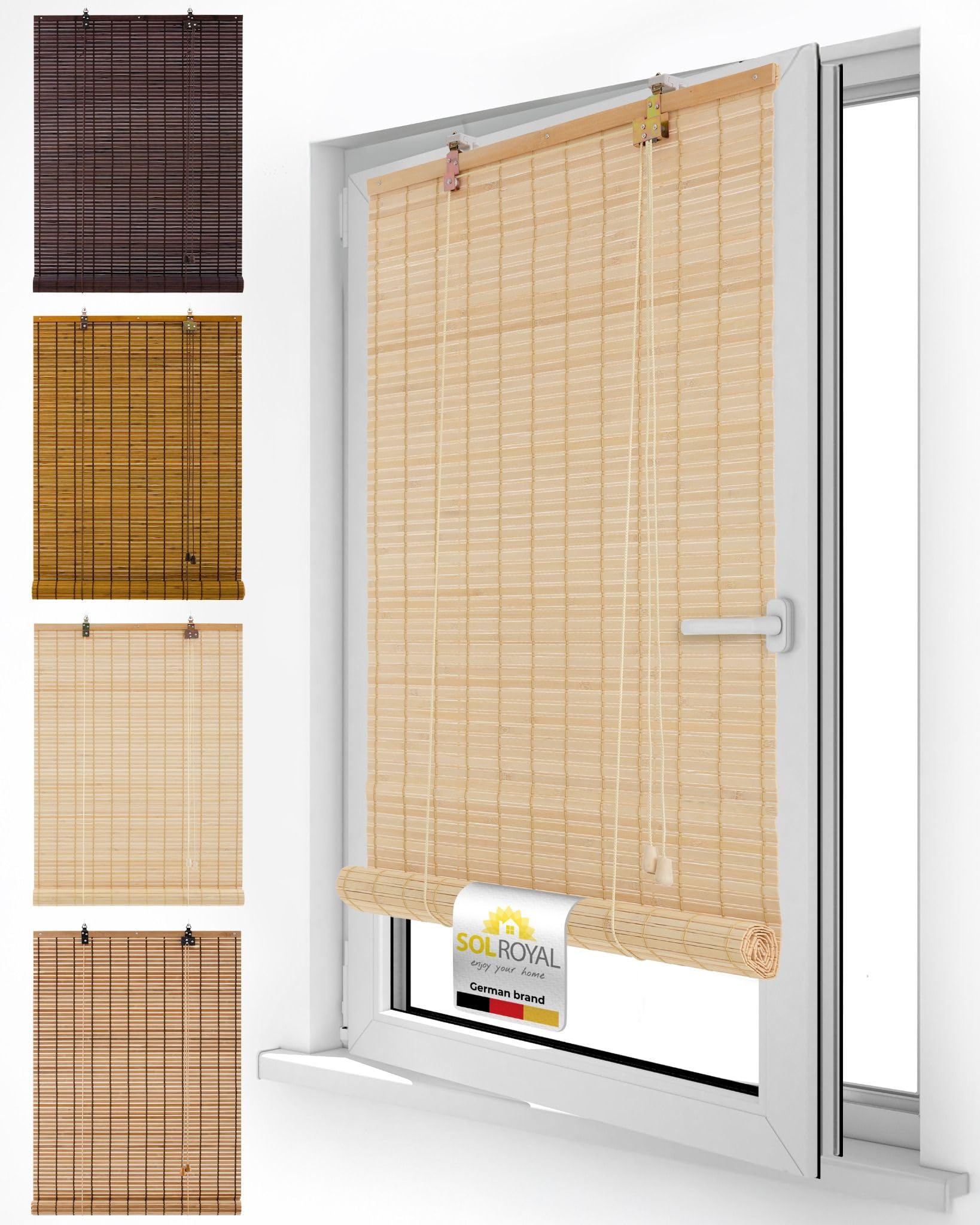 Sol Royal Bamboo Blinds No Drill Roller Blind for Windows Indoor Use Nature