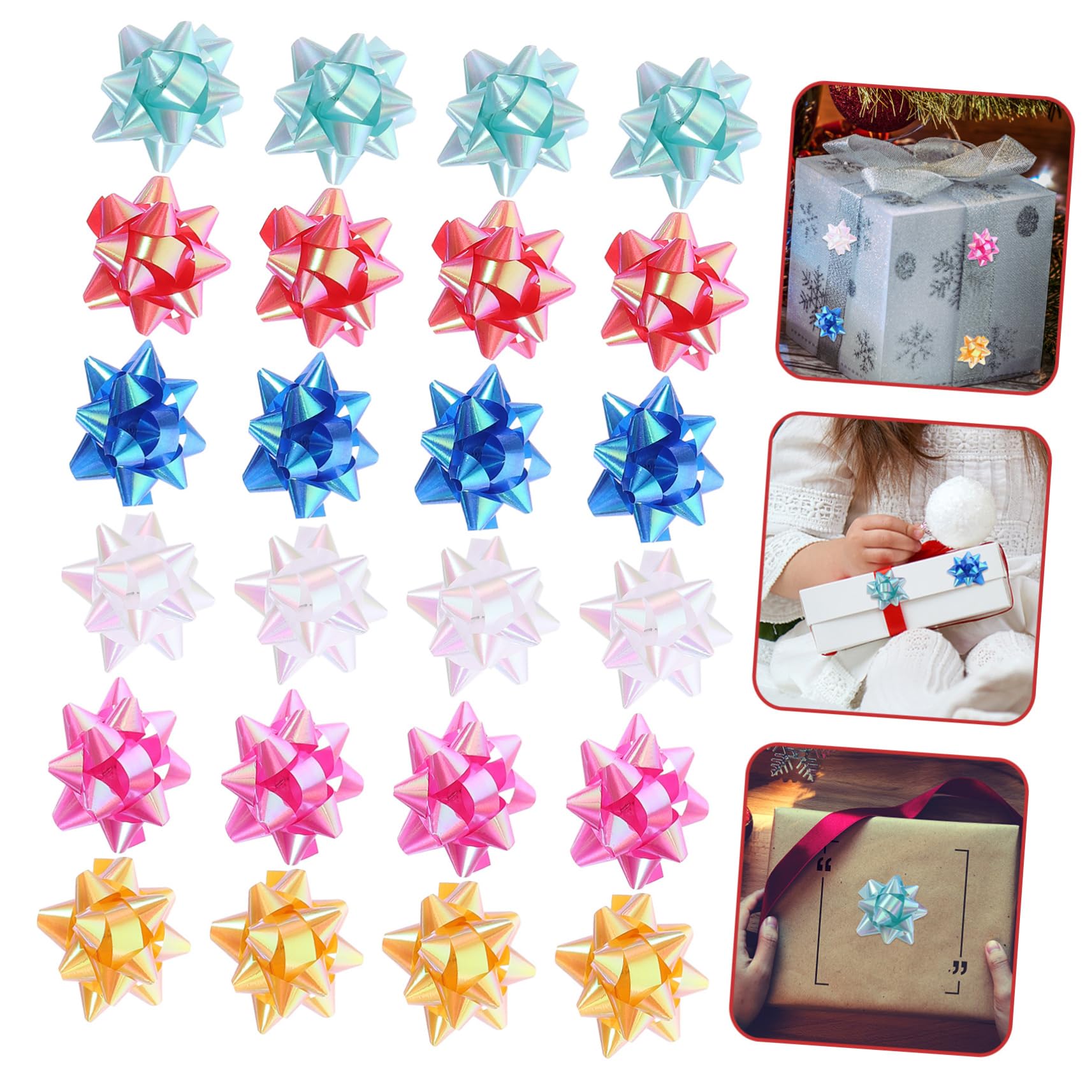PRETYZOOM 5 Set di Fiocchi Natalizi 5x5 Cm per Creare Fiocchi per Decorazioni Natalizie per Regali 70 Pezzi*5