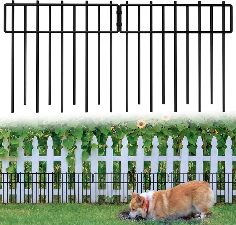 Heavy-Duty Garden Animal Barrier Fence - 3.75mm Thick, 1.2" Small Gap, 10 Pack Rustproof No Dig Panels for Yard, Garden, Dogs, Cats, Rabbits, Flower Beds,Patio, Deck, Vegetable Beds, Outdoor Enclosure