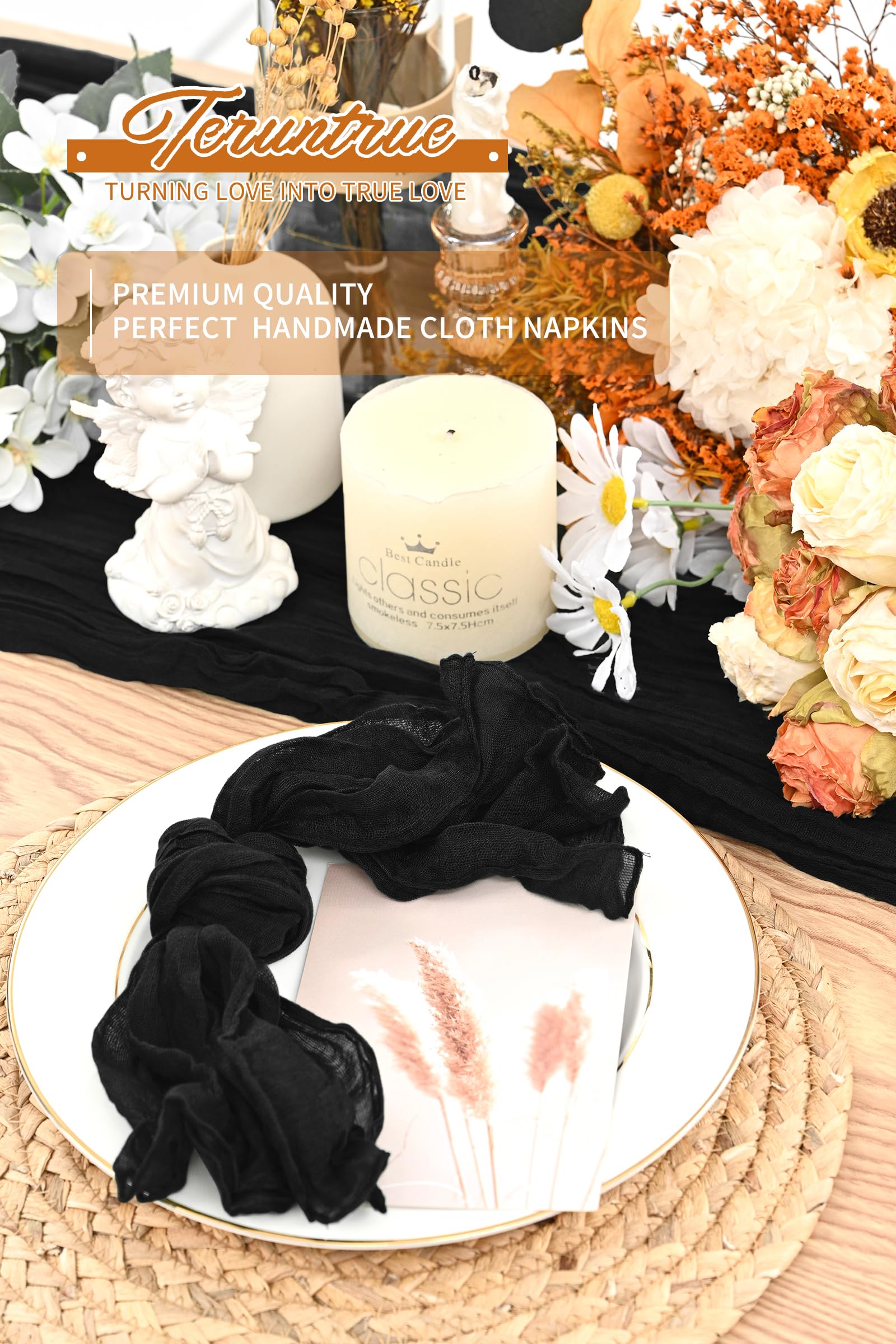 Teruntrue 100 Pack Champagne Cheese Cloth Napkins Gauze Napkins Bulk Set Of 100 Washable Boho Dinner Table Napkins For Wedding Party Baby Shower Birthday Party Decorations,20 X 20 Inch - View #4