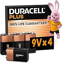Duracell Plus 9 V Block Alkaline Batteries 6LR61 MN1604 Pack of 4