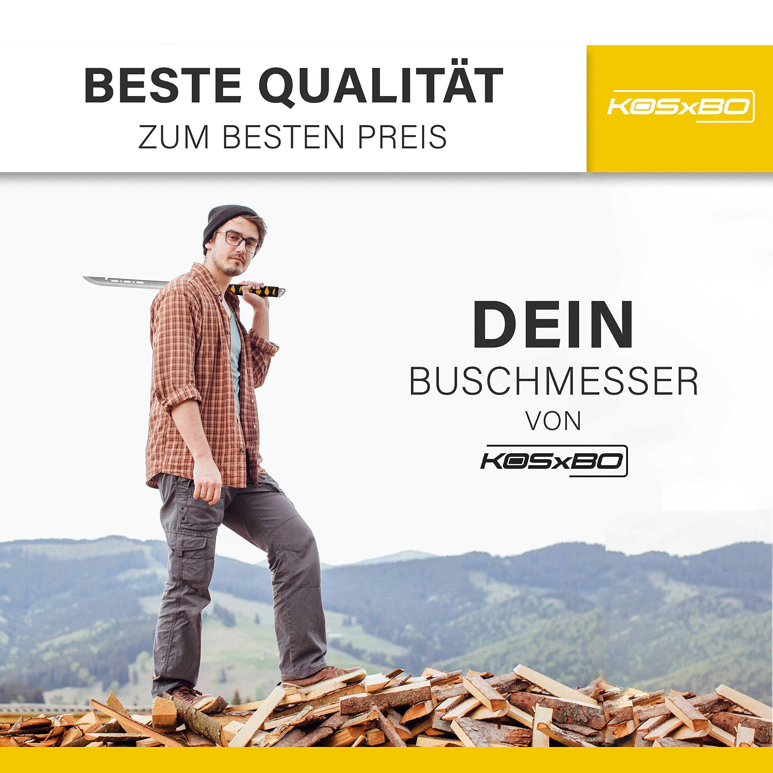Große Machete echt Scharf Full Tang Klinge mit LED Lampe und Nylonholster. Gesamtlänge 70 cm 420er Edelstahlklinge riesiges Buschmesser als Outdoor Messer Survival für Camping und Jagd