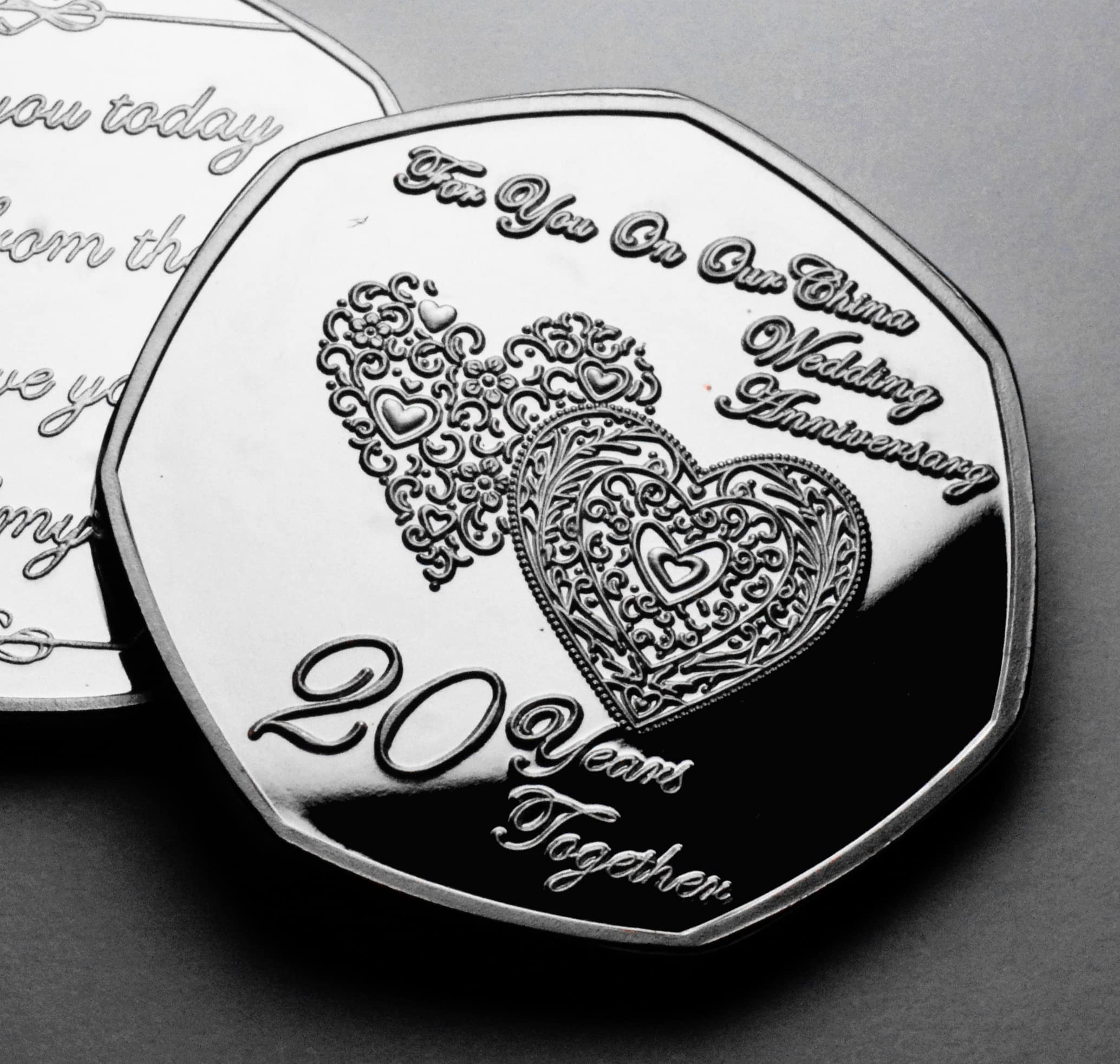 The Commemorative Coin Company On Our 20th China Wedding Anniversary Silver Commemorative. Husband/Wife/Partner 20 Years Together Gift/Present Love/Token