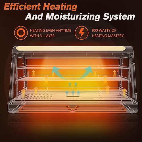 Miniatura 9 de Calentador de alimentos comercial de 3 estantes con estante superior, calentadores de encimera de 44 pulgadas, caja caliente para pizzapretzelpara