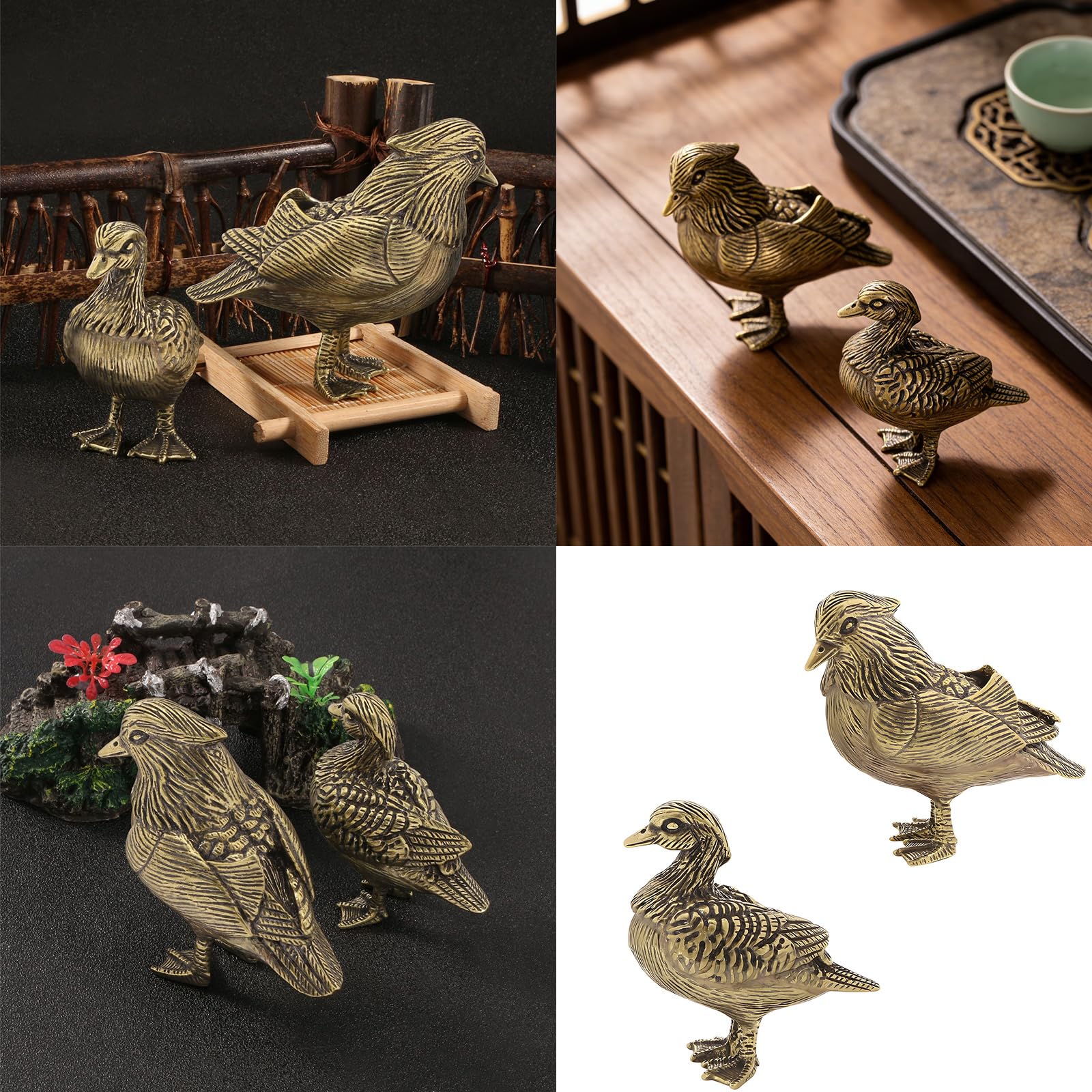 Giocose anatre mandarine sculture in metallo decorazione adatta per uso interno esterno Decorazione per amore vecchia coppia