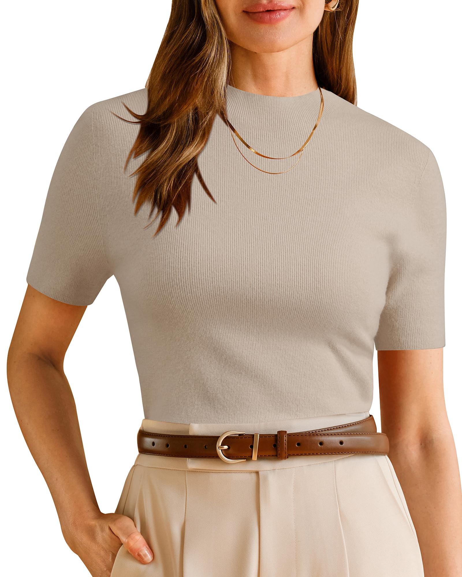 Arach Cloz Womens Wool Blend Spring Seamless Rip Resistant Tops Opaque Business Casual Shirts