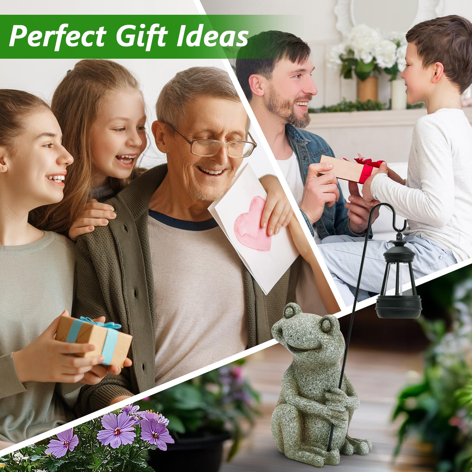 Cuteefun Statue Solaire de Jardin Grenouille Ornament Outdoor, Figurine d'animal de Jardin avec lumière Solaire, Grenouille Décoratif pour la cour, Cadeau de Pendaison de Crémaillère