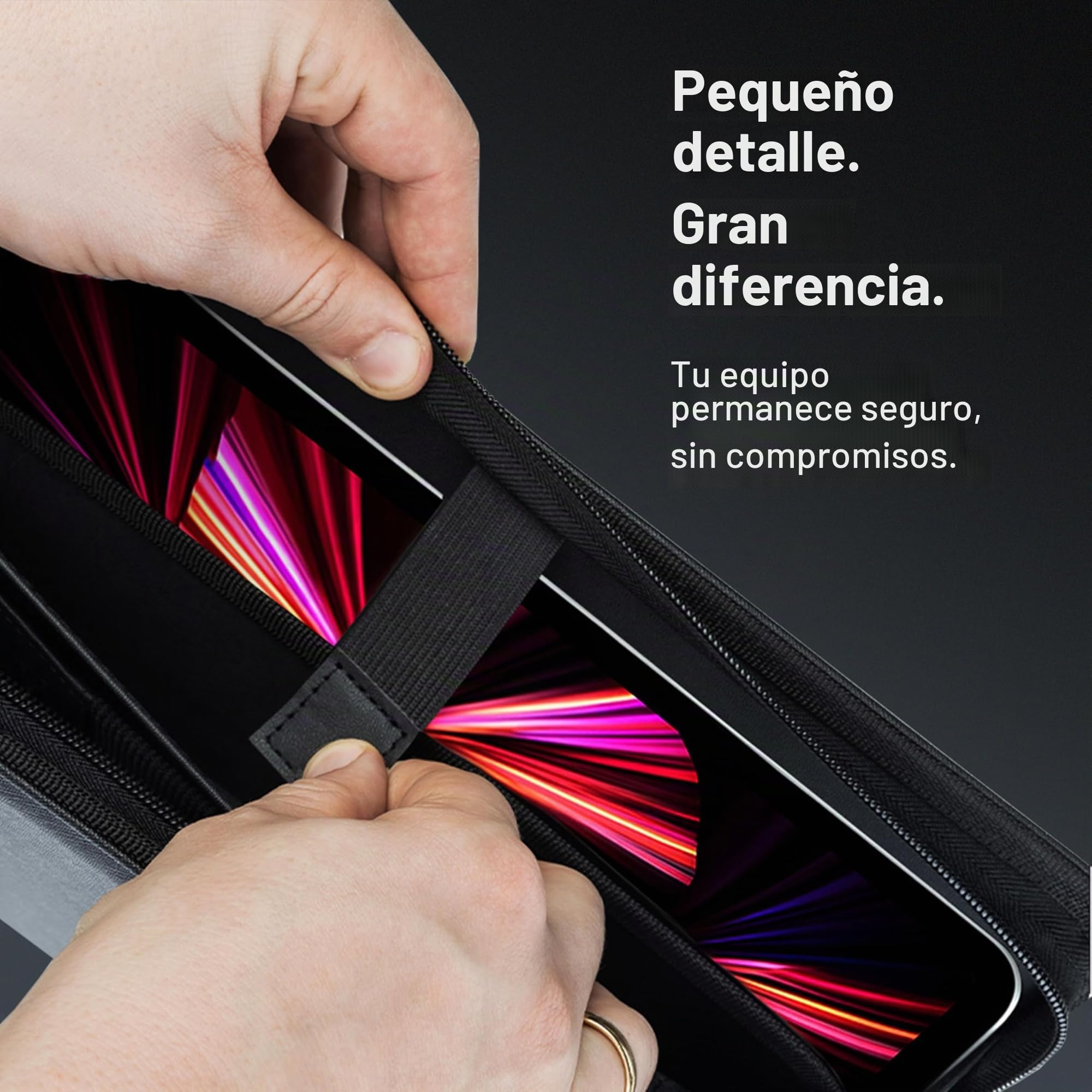 Vebon® Carpeta A4 grande "Roma" doble cremallera + portapapeles, carpeta de conferencias + bolsa para ordenador portátil, espacio extra, Negro Piel Sintética, Gris Fantasma