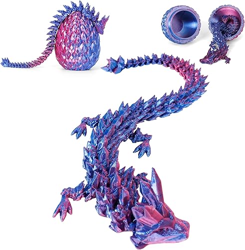 Miniatura 7 de Juguete de huevo de dragón impreso en 3D (paquete de 6)  Misterio sorpresa en el interior, dragón de cristal articulado, juguete sensorial