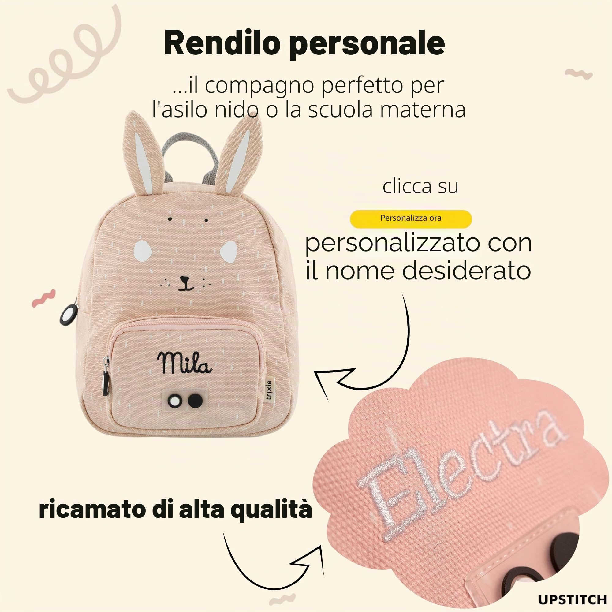 Trixie - Zaino per bambini con nome ricamato