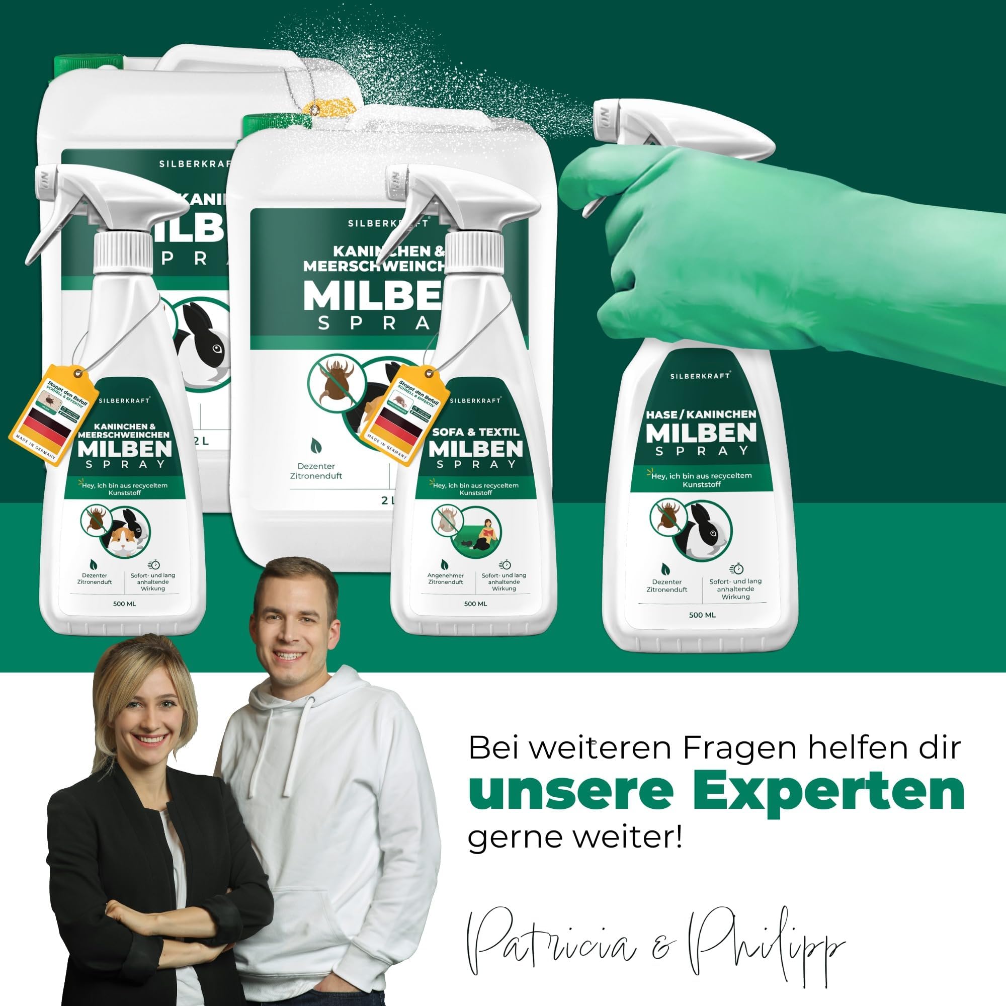 Silberkraft Milbenspray Hase Kaninchen 2L Kanister - Effektives Anti Milben Spray für Nager - Milbenbefall behandeln bei Kaninchen Hasen Meerschweinchen