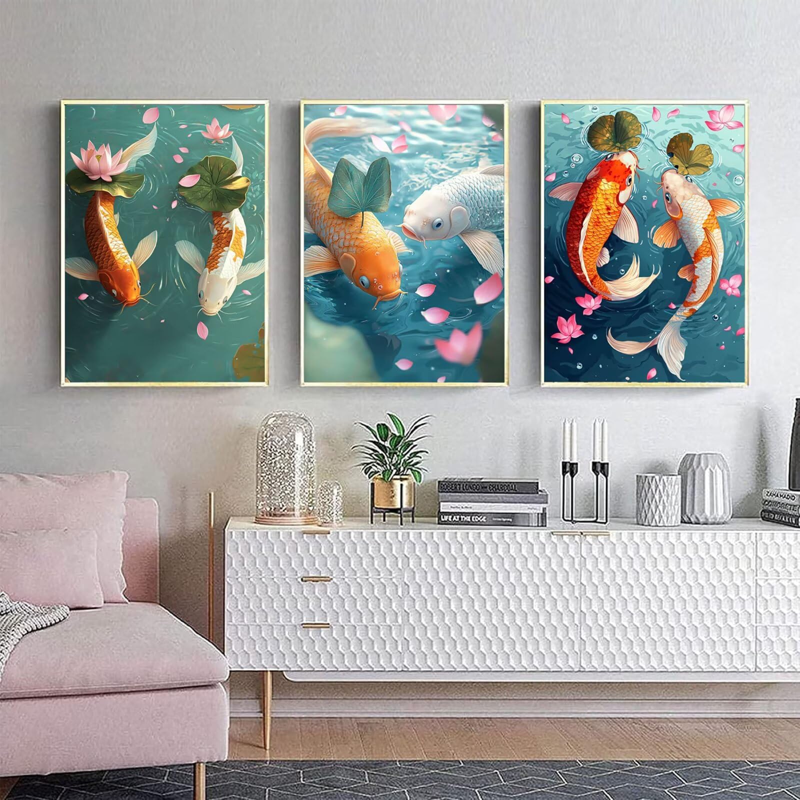 Cnyaunfi 3 Pezzi Animali Pittura Diamante Fai-Da-Te 5D Blu Diamond Painting Kit Completo per Hobby Creativi Adulti, Pittura Diamante Artigianale Per La Decorazione Della Parete Di Casa 70x90cm YF-3559