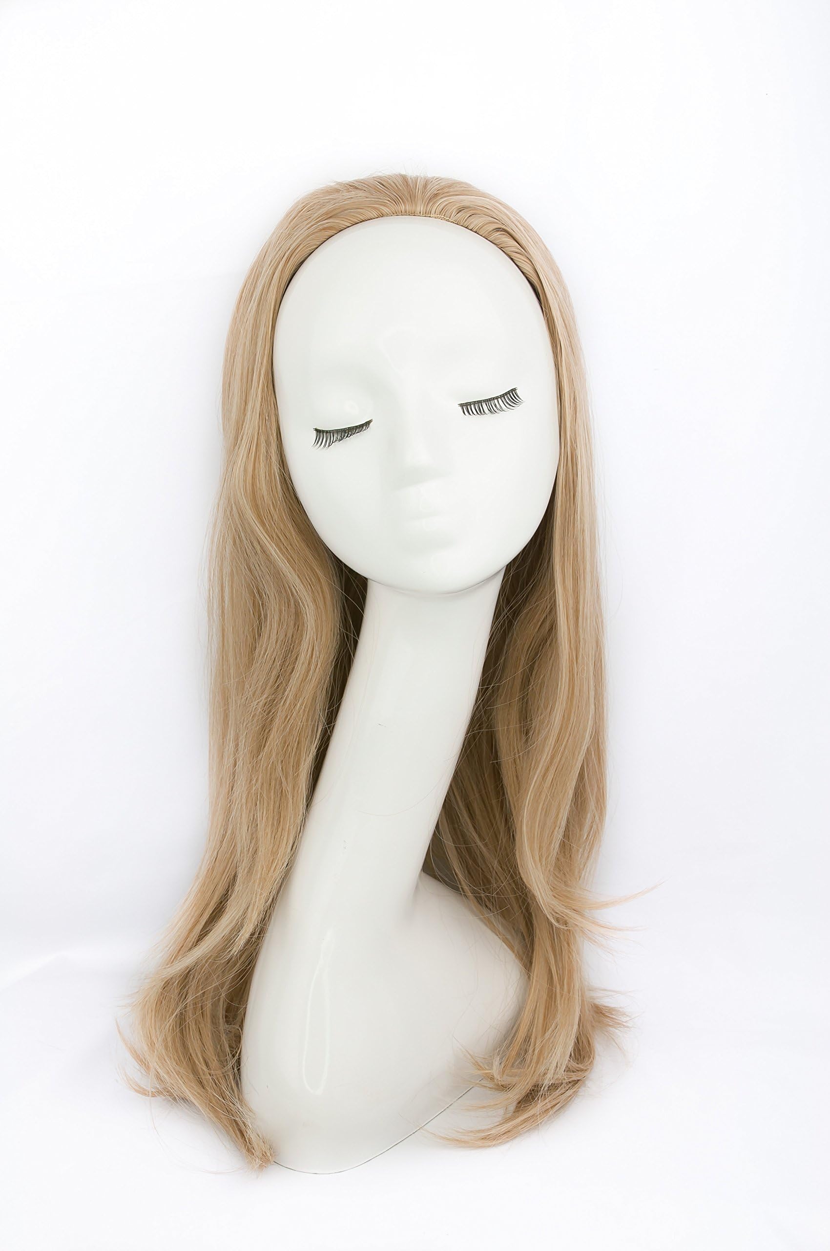 Bombshell Hair Extensions 3/4 Half Head Hair Piece 24 inches Heat Resistant Synthetic Long Flicky Wave Thick Wig (M16 LIGHT ASH BLONDE)