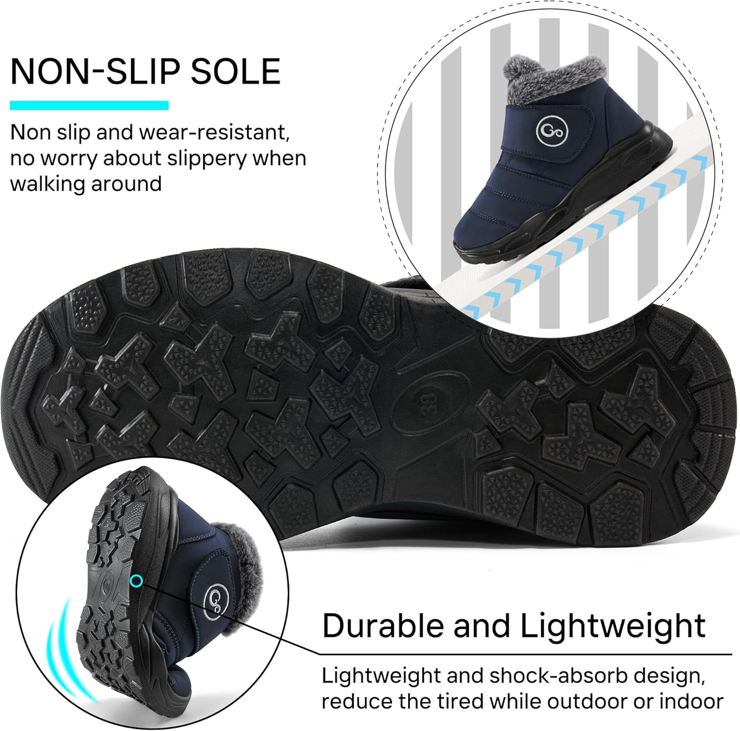 Winter Snow Boots for Women Waterproof: Fur Lined Warm Womens Boots Anti Slip Hook Loop Comfortable Booties Outdoor - Image 6