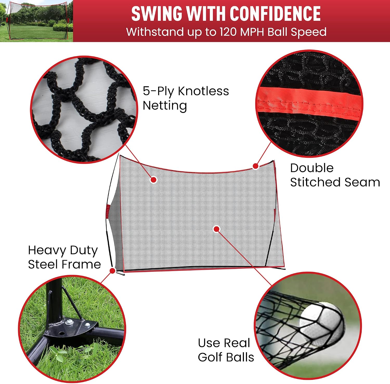 Golf Practice Net, 10x7 feet Golf Nets for Backyard Driving, Heavy Duty Golf Net – Home Golf Swing Training - Indoor Outdoor Use - Golf Simulator for Any Golfer