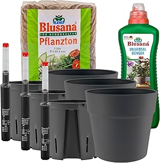 LENI Hydrokultur Komplett-Set | Hydro-Bewässerungssystem | Komplettsystem mit Kulturtopf, Gießanzeige, Pflanzton, Dünger | Blumentopf Classic Ø 16 cm Höhe 14 cm | Für Zimmerpflanzen | Outdoor & Indoor